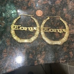 Sterling Silver name plate earrings “Tonya”